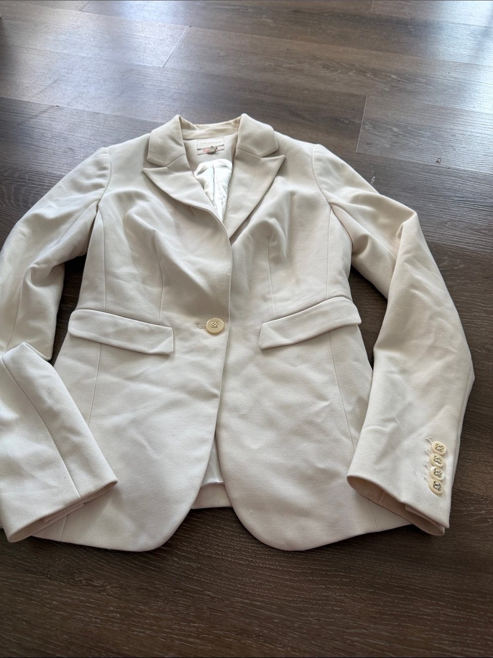 The Limited Cream Single-Button Notched Lapel Blazer